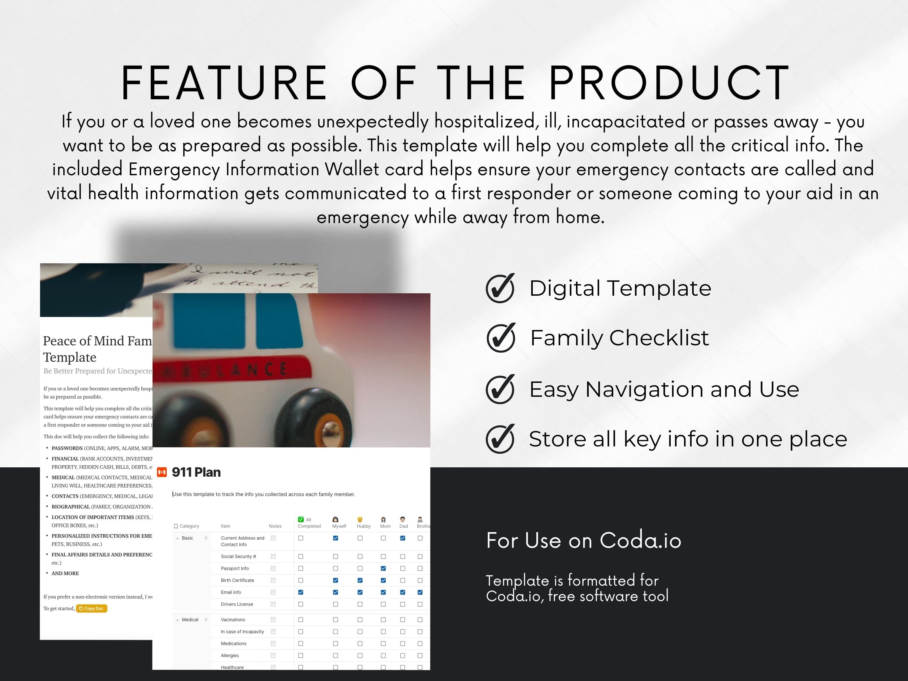 Peace of Mind 911 Emergency Plan (Coda Template)