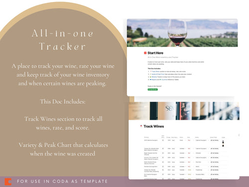 All in One Wine Inventory and Tracker (Coda Template)