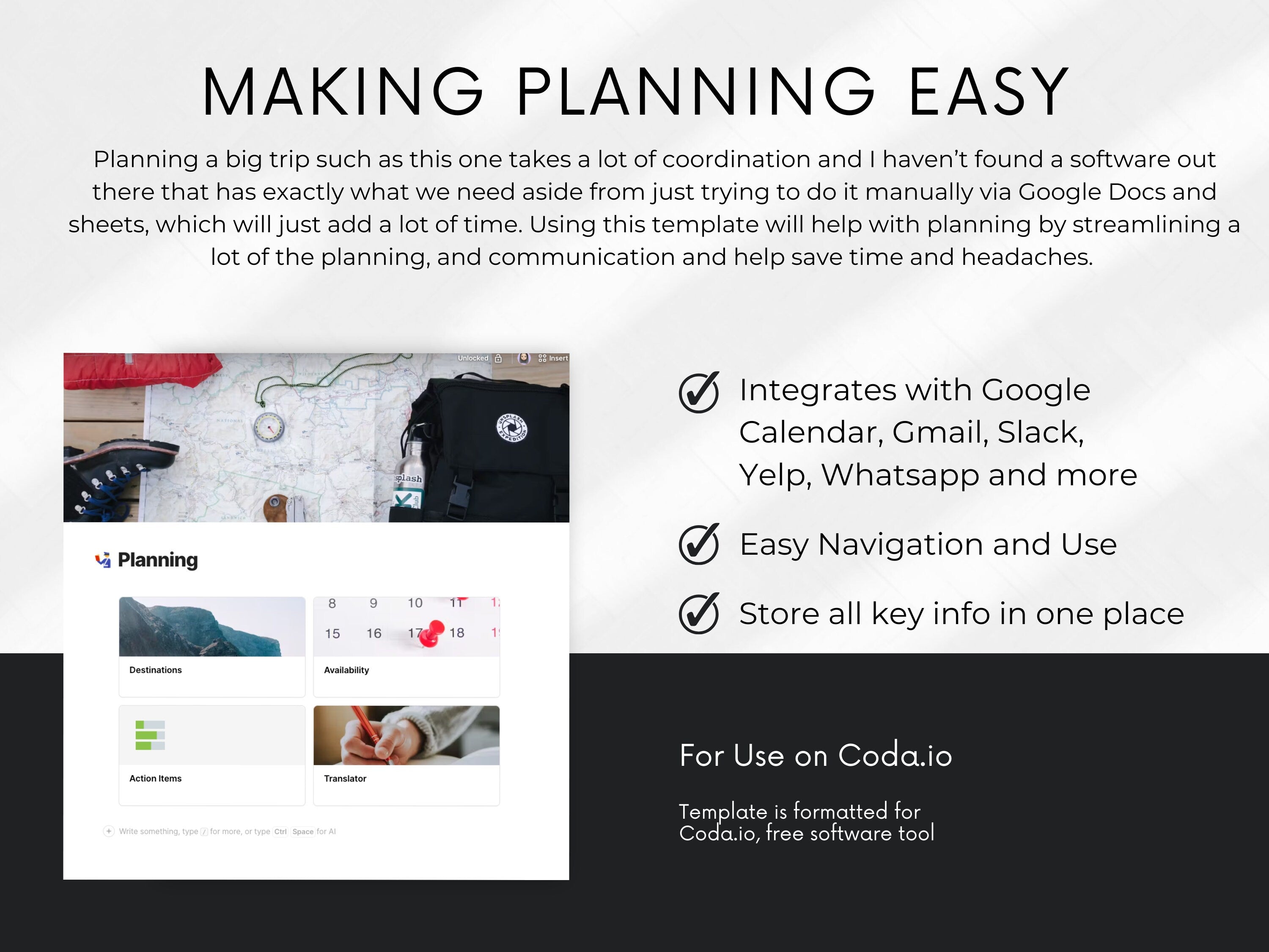The Ultimate Travel Doc for Group Planning — Shift/Volunteer Management, Expense Tracker & More (Coda Template)