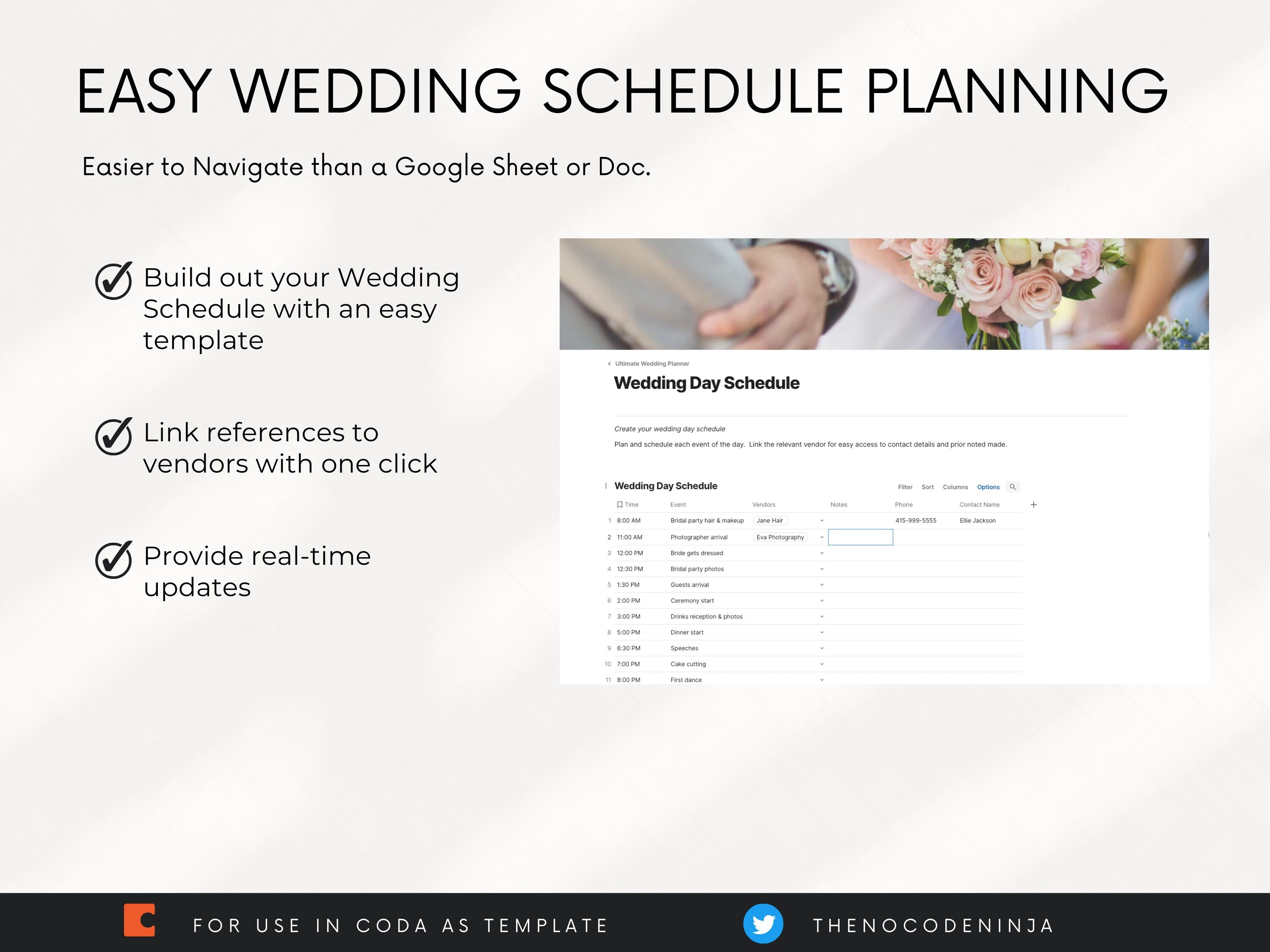 Wedding Planner Template (Coda Template)