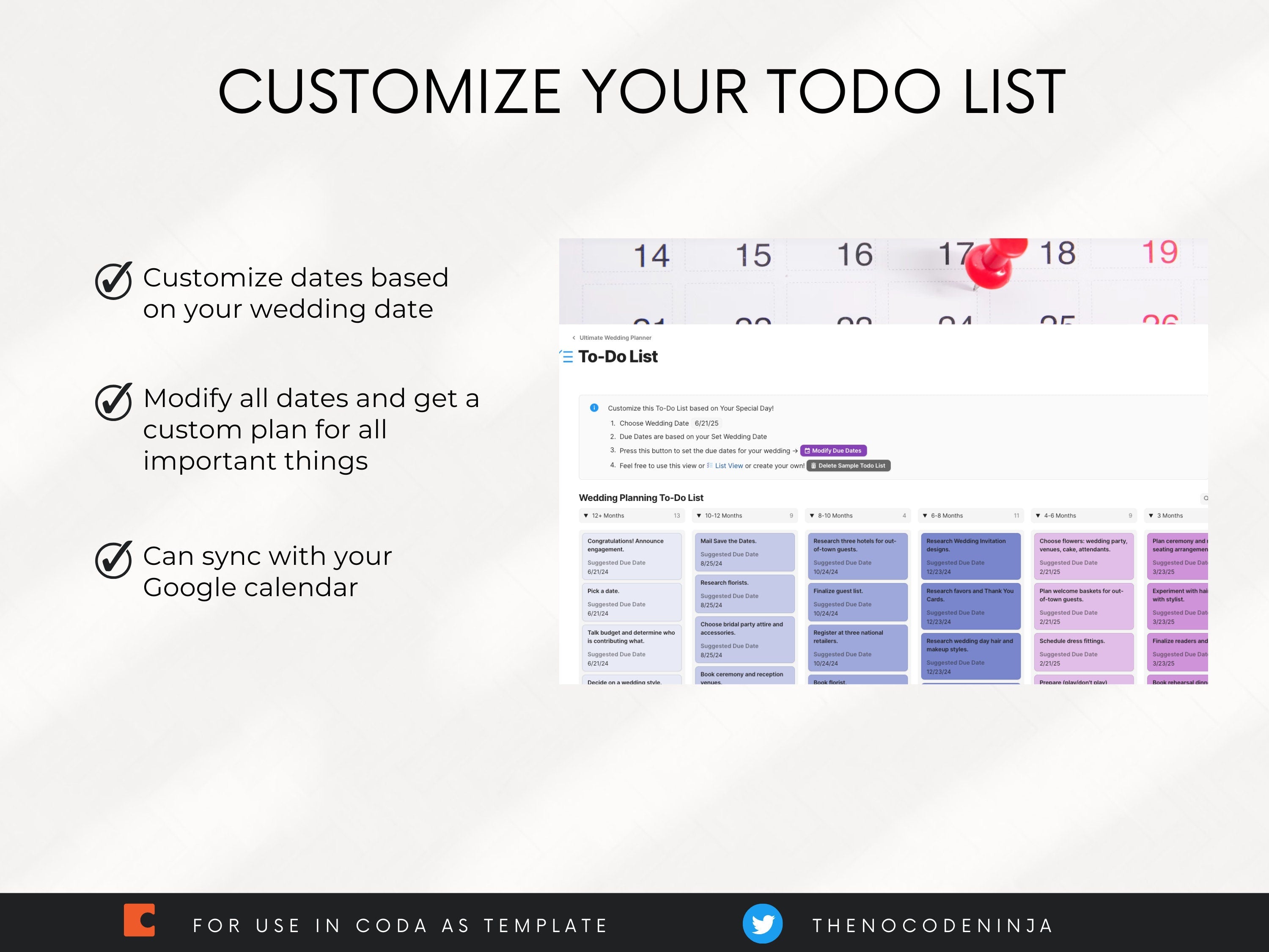 Wedding Planner Template (Coda Template)