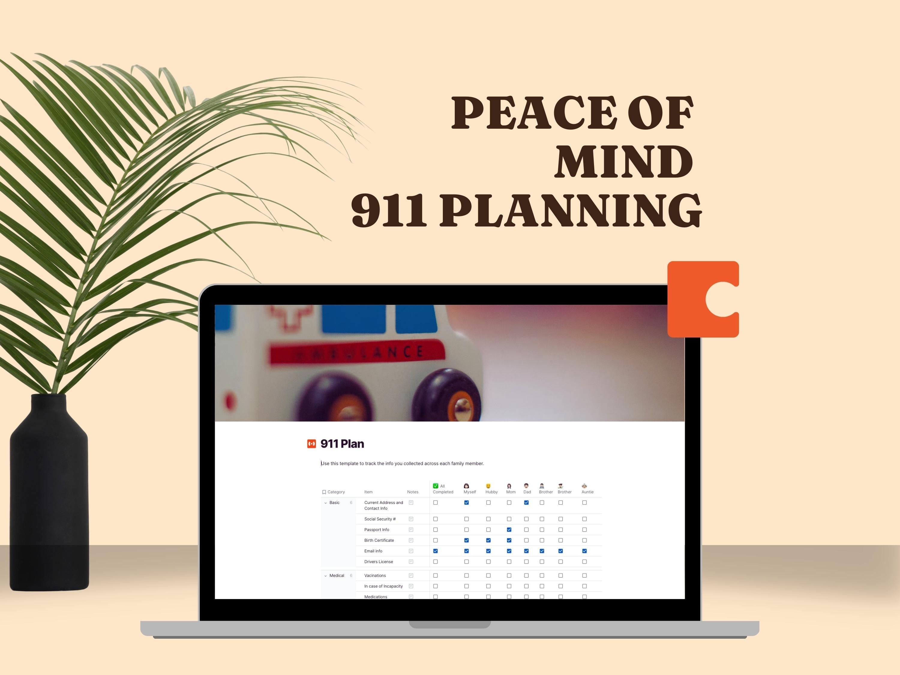Peace of Mind 911 Emergency Plan (Coda Template)