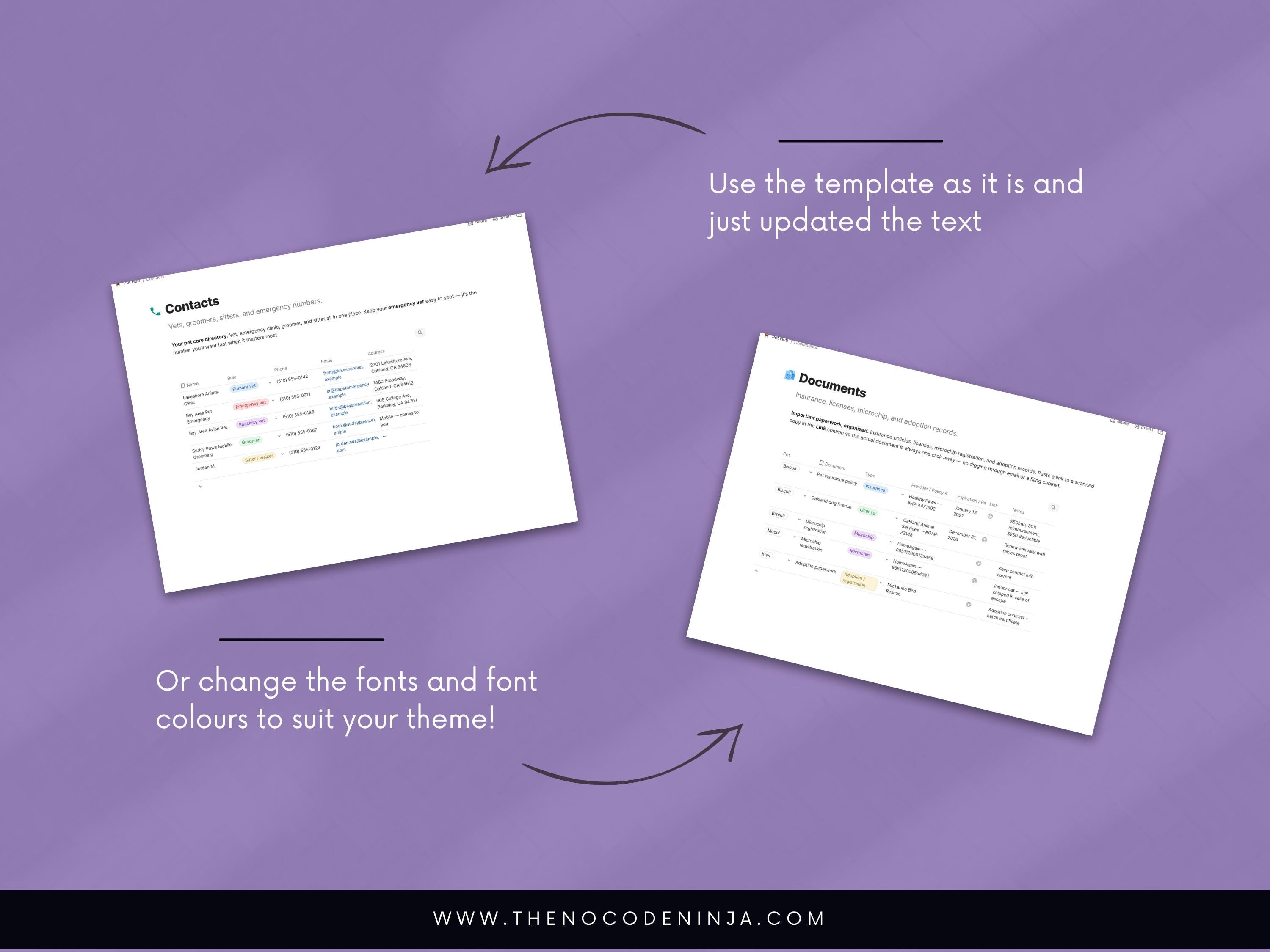 Pet Hub Coda Template | Multi-Pet Health Tracker (Digital Planner)