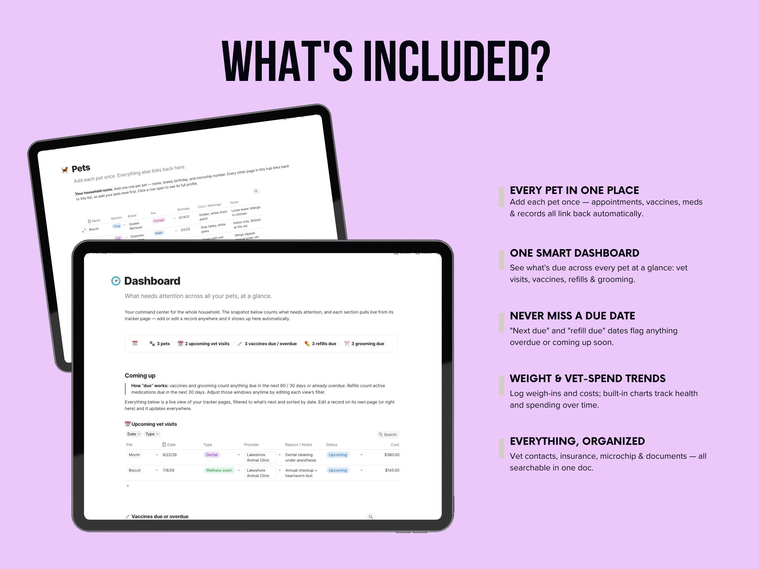 Pet Hub Coda Template | Multi-Pet Health Tracker (Digital Planner)